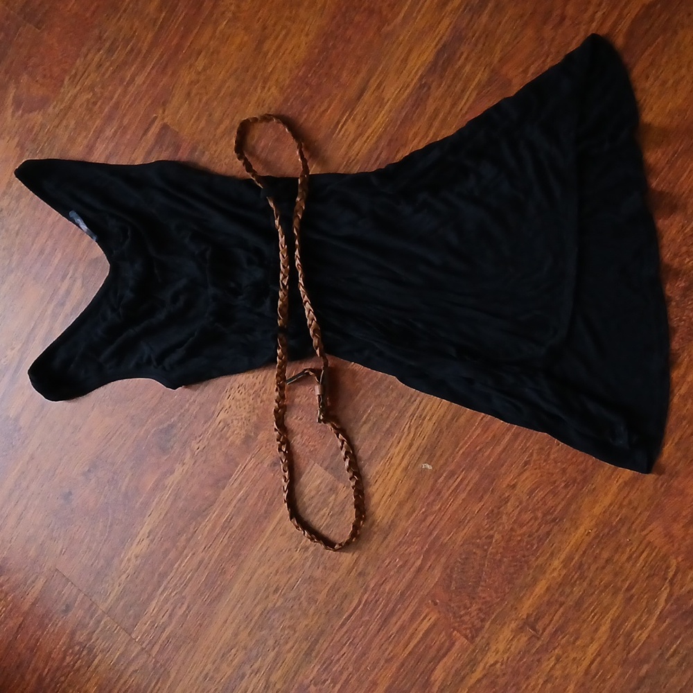 Belted little black dress